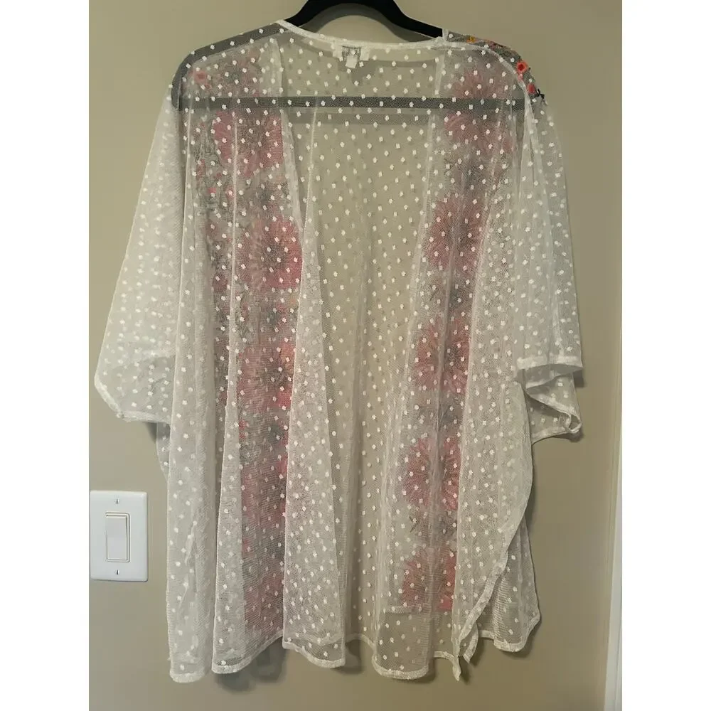Umgee lace sheer floral embroidered kimono boho summer festival size s/m - Picture 2 of 6